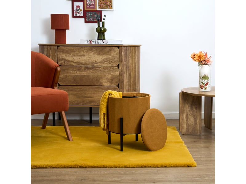 Lot de 4 poufs - home deco factory - jules - rangement - cotelé - jaune  - Conforama E