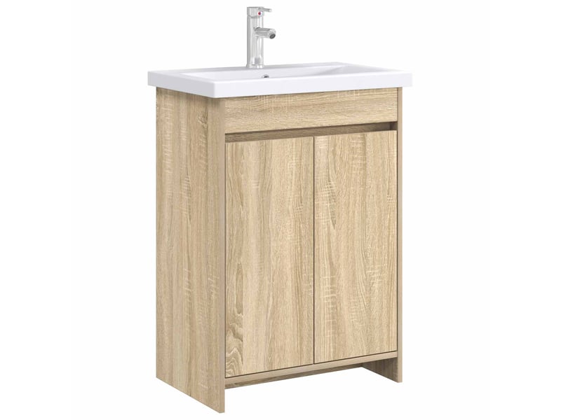  Meuble sous lavabo de salle de bain, commode chêne sonoma shl3184  - Conforama C