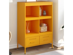Buffet haut - bahut - meuble de rangement jaune moutarde 68x39x101,5 cm acier