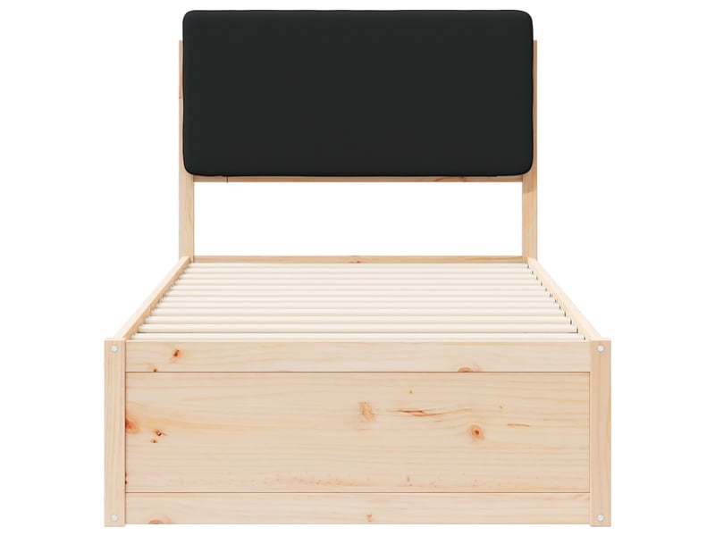  Lit simple- lit adulte -  cadre de lit avec tête de lit rembourrée noir 100 x 200 cm  - Conforama D