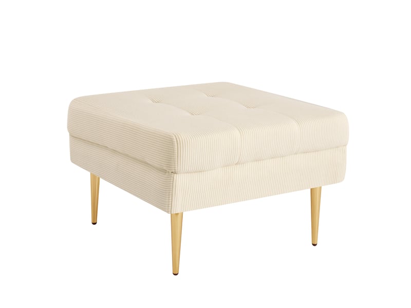 Canapé 4 places 250x70x87 cm modulable en velours côtelé beige clair - Conforama D