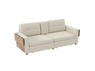 Canapé 2 places avec 2 tiroirs et tables réglables 178x71x57.5 cm beige