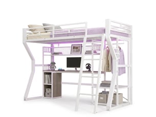 Lit mezzanine 90x200 cm MEUBLIV coloris blanc