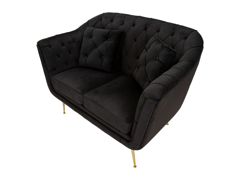  Canapé fixe 2 places diskit, effet velours matelassé, 130x83x91h cm noir Diskit - Conforama D