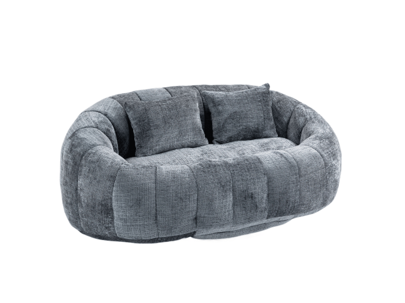  Pouf velours gris avec dossier moelleux - fauteuil intérieur et extérieur pour adultes et enfants  - Conforama A