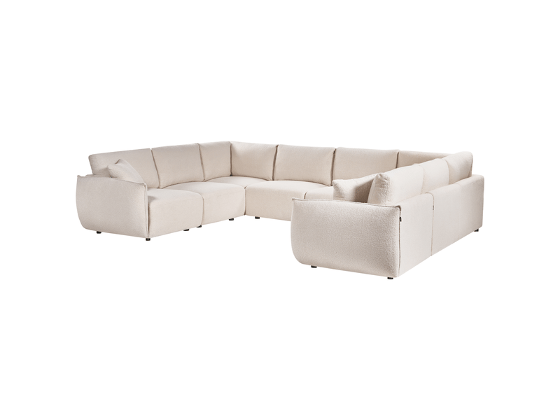  Canapé modulable en forme de u 8 places mesnali bouclé blanc cassé  - Conforama E