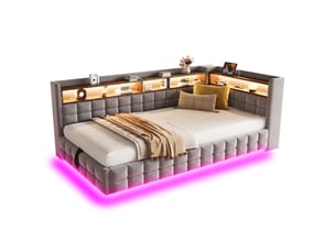 Lit coffre 90x200 cm DESVIAE   coloris gris