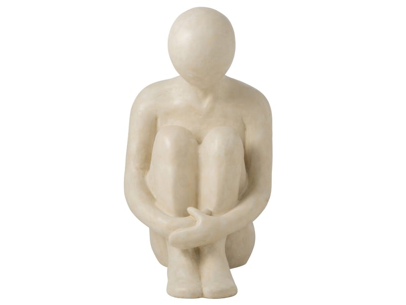  Statue homme assis emile 75cm blanc cassé  - Conforama B