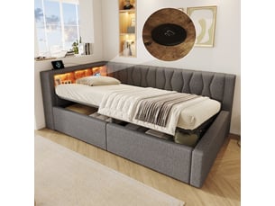 Lit simple 90x200 cm coloris gris