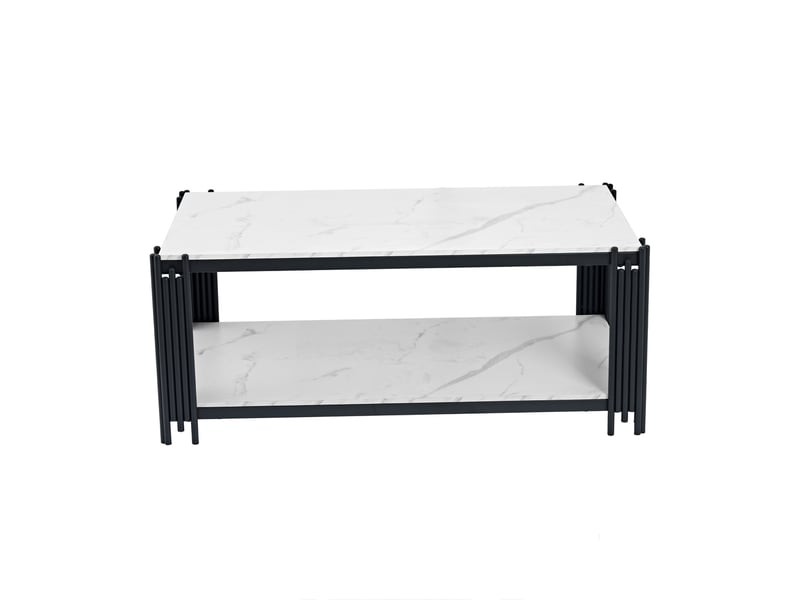  Table basse rectangulaire 114 x 64 x 46 cm, mdf et métal, blanc et noir  - Conforama A