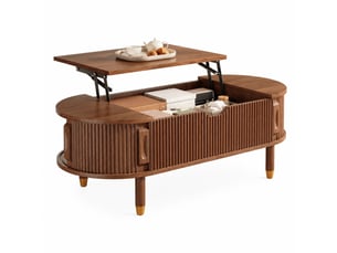 Table basse ovale coloris bois foncé OKMYHOME  - 48 cmx110 cm