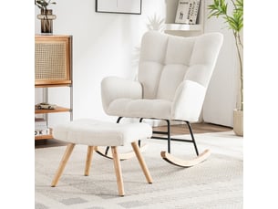 Fauteuil fixe  <strong></strong> Tissu bouclette blanc