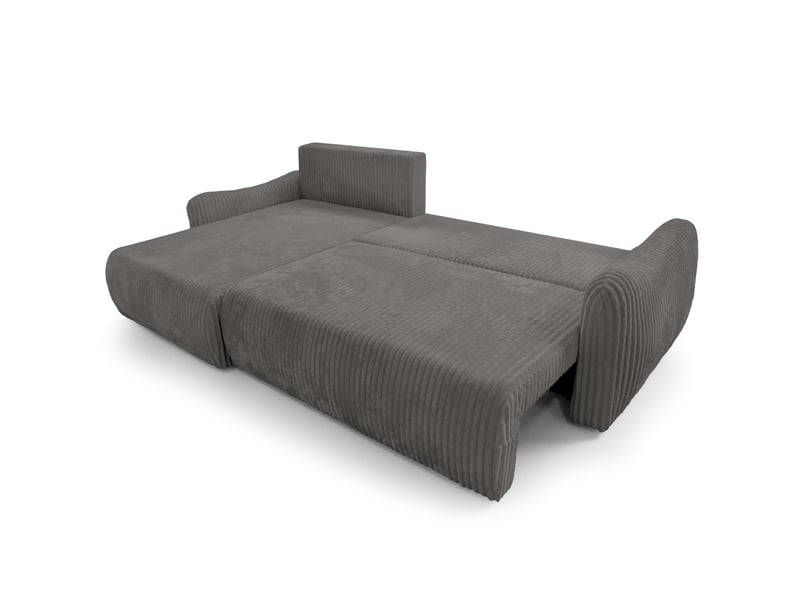 Apoline - canapé d'angle réversible convertible 4 places avec coffre en velours côtelé épais - Conforama C