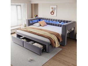 Lit simple 90x190 cm <strong>WISHDOR</strong> <strong></strong> coloris gris
