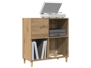 Armoire à disques, armoire de rangement chêne artisanal 84,5x38x89cm bois ingénierie shl17