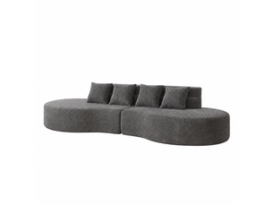 Canapé modulable 310 cm en mousse haute densité, 2 modules sans cadre, housse en chenille amovible et lavable, design minimaliste - gris
