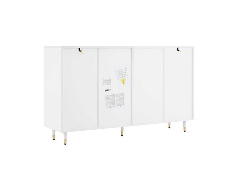  Buffet blanc, 2 tiroirs, 2 portes, rangement, fermeture douce, étagères réglables - panneaux de particules - 140x39x84cm  - Conforama B
