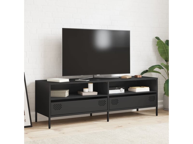  Meuble tv - banc tv - meuble de rangement noir 135x39x43,5 cm acier laminé à froid  - Conforama C