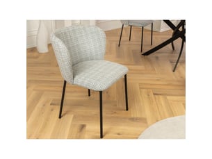 Lot de 2 chaises pavia à motif quadrillé bleu et blanc – dossier arrondi et pieds noirs