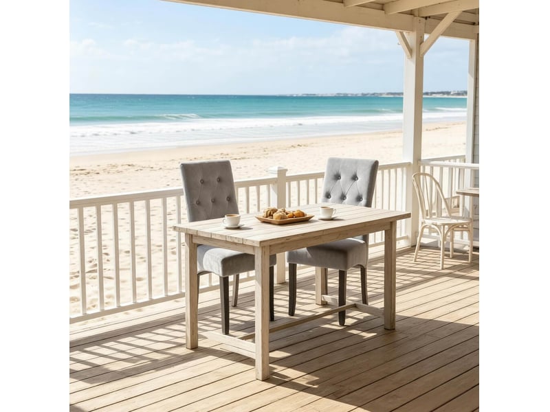  Lot de 2 chaises de salle à manger à dossier haut, rembourrées avec pieds en bois, velours gris clair  - Conforama D