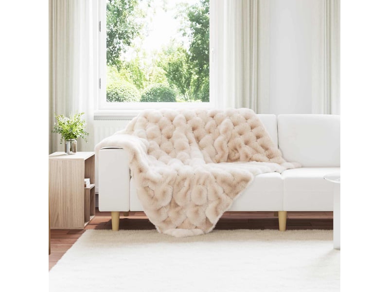  Couverture décorative, couverture antidérapante en fausse de lapin olite beige shl44417  - Conforama B