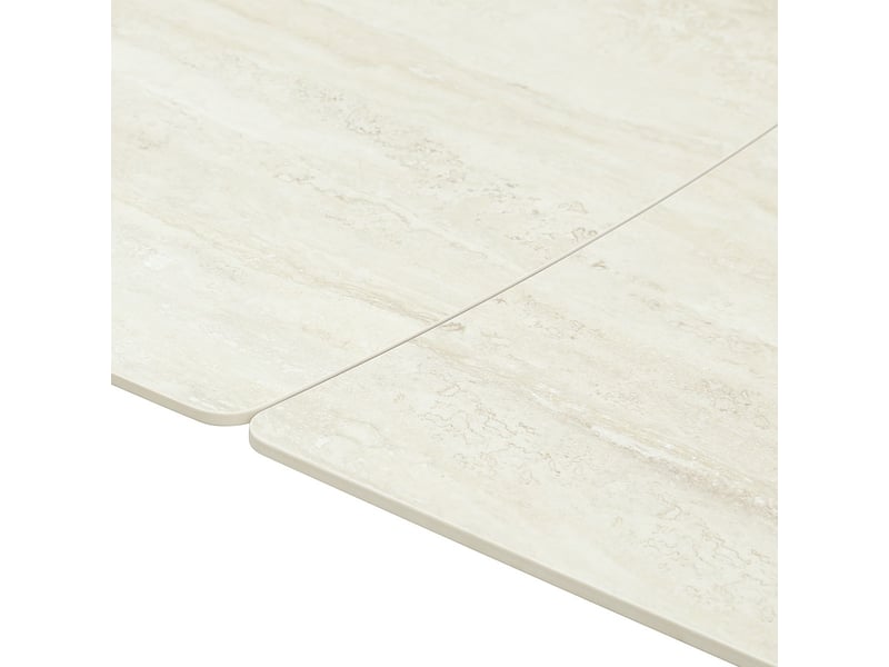  Table à manger rectangulaire extensible 8-12 pers. En céramique effet travertin et piètement blanc 200-300x100 cm - bruma Bruma - Conforama D
