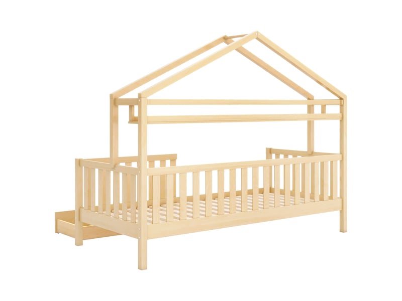  Lit cabane pour enfant 90x200 cm avec tiroirs, bois massif avec sommier à lattes, pour chambre d'enfant ou d'adolescent Fay Lum - Conforama E