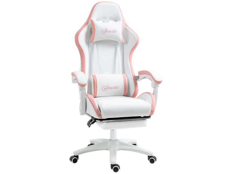  Chaise gaming celac inclinable ergonomique blanc rose  - Conforama A