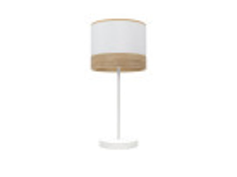  Fabrilamp olga lampe à poser blanc effet bois clair, abat-jour textile effet bois, 1 x e14, 42 cm 190071001 - Conforama B
