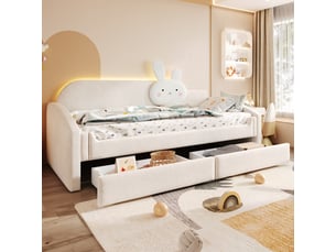Lit banquette 90x200 cm <strong>SAPGAKS</strong> <strong></strong> coloris beige