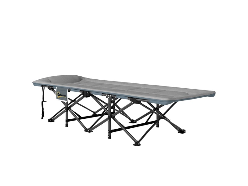  Lit de camp pliant avec matelas, oreiller et poche latérale, 187 x 67 x 37 cm, lit d'appoint jusqu'à 150 kg, gris  - Conforama B