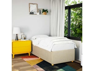 Lit adulte, lit simple, cadre de lit sans matelas crème 100x200cm tissu cf13605