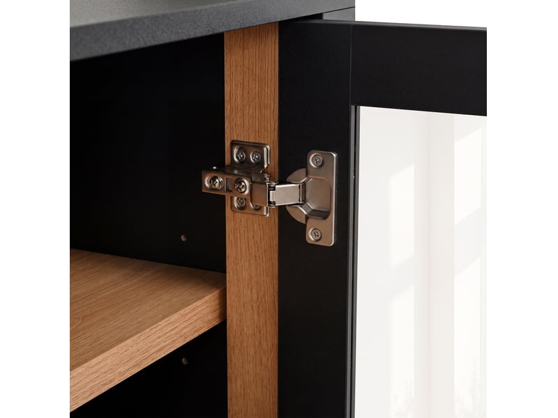  Buffet vitrine,110x40x185 cm,avec rangement,mdf et panneaux de particules,noir  - Conforama C