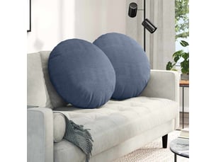 Lot de 2 coussins de siège, coussins décoratifs tissu en velours côtelé bleu ø60 x 21 cm cf59790