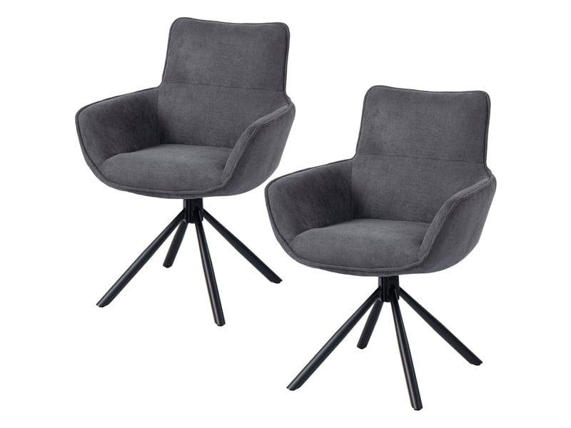 Lot de 2 chaises de salle à manger pivotantes et rembourrées homcom, avec accoudoirs et pieds en métal - Conforama D