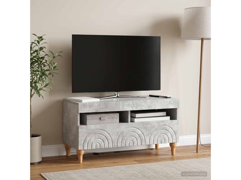 Meuble tv - banc tv - meuble de rangement led gris béton bois d'ingénierie - Conforama D
