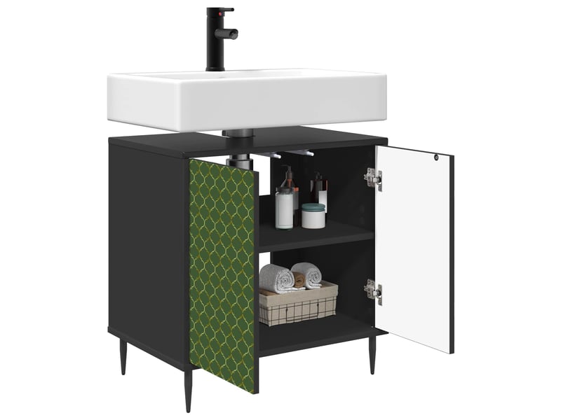  Armoire de salle de bain, meuble de rangement geleen chêne noir 60x40x61 cm  - Conforama C