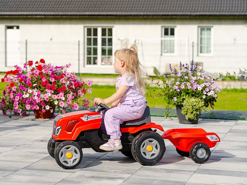  Tracteur enfant terra maxx rouge avec remorque 2 à 6 ans - falk  - Conforama E