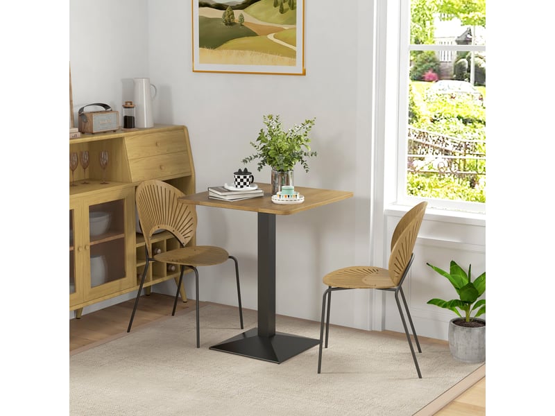  Table à manger carrée pour 2 personnes 70x70x75cm table de cuisine plateau effet bois piétement en acier marron foncé  - Conforama C