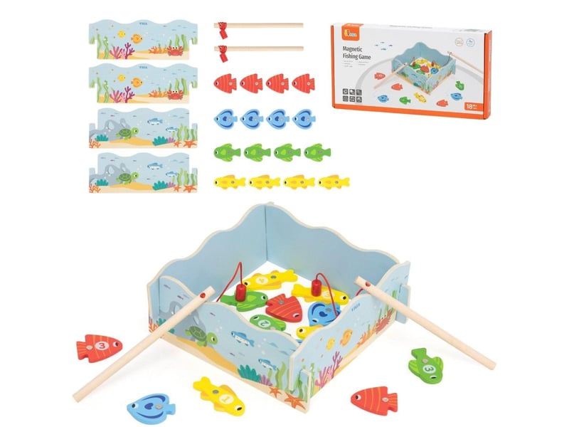  Jeu de pêche magnétique viga 44843 - bois, poissons chiffrés 6971608448430 - Conforama A