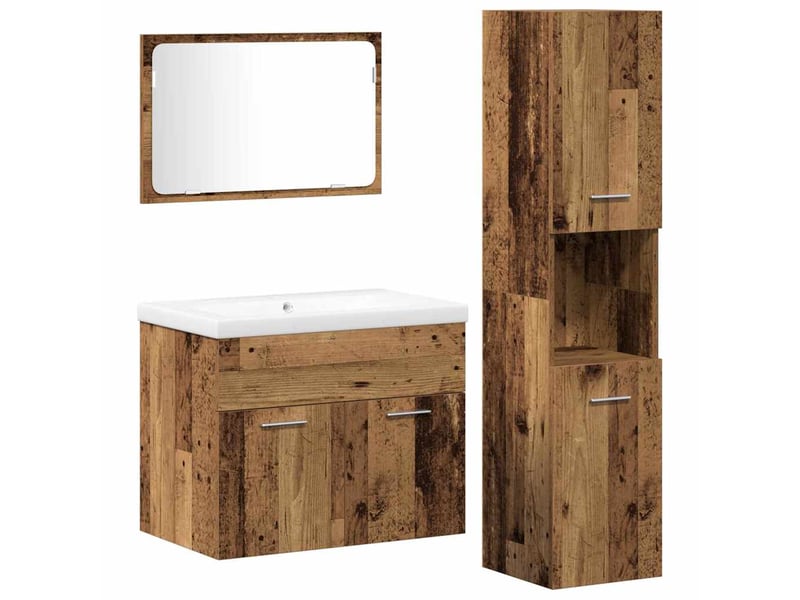  Ensemble de mobilier de salle de bain 4 pièces marron cf64553  - Conforama A