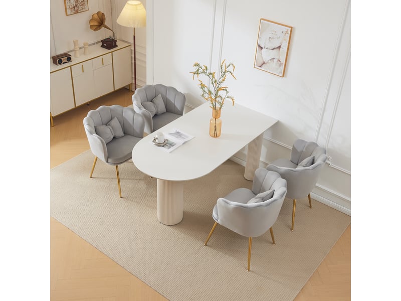  Chaises velours modernes - dossier pétale, pieds dorés en métal, coussin papillon, salon ou chambre  - Conforama B