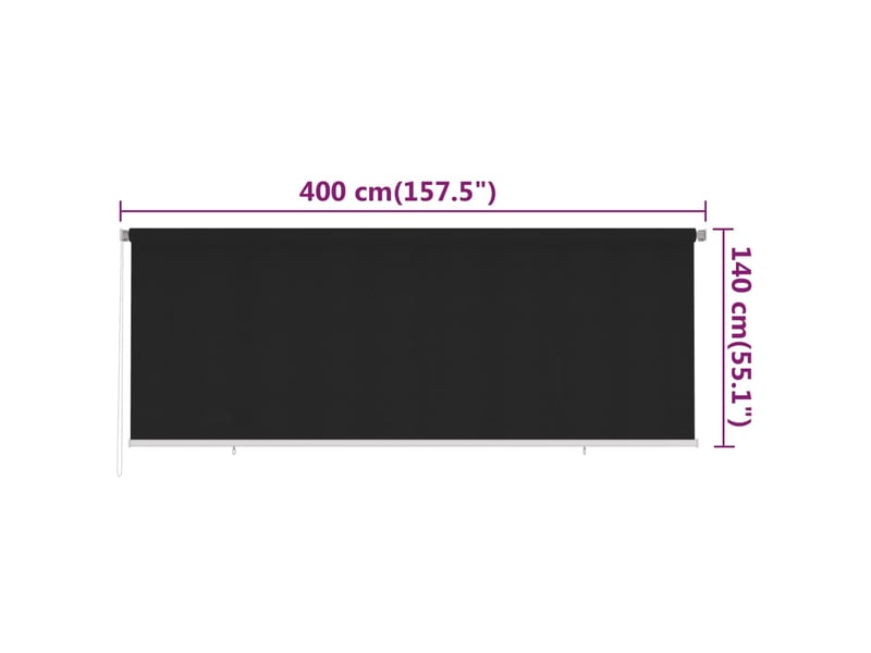  Vidaxl store roulant d'extérieur 400x140 cm noir pehd  - Conforama C