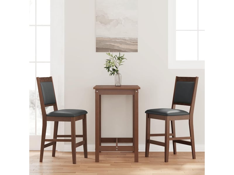  Lot de 2 tabouret de bar avec coussins en bois massif marron et caoutchouc shl84219  - Conforama B