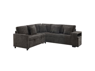 Canapé d'angle réversible convertible PANGIVO N653P7708G 5 places Tissu gris avec coffre de rangement