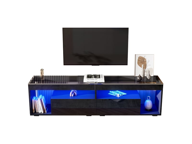  Meuble tv modenvie led 180 x 40 x 46 cm 2 tiroirs noir brillant  - Conforama A
