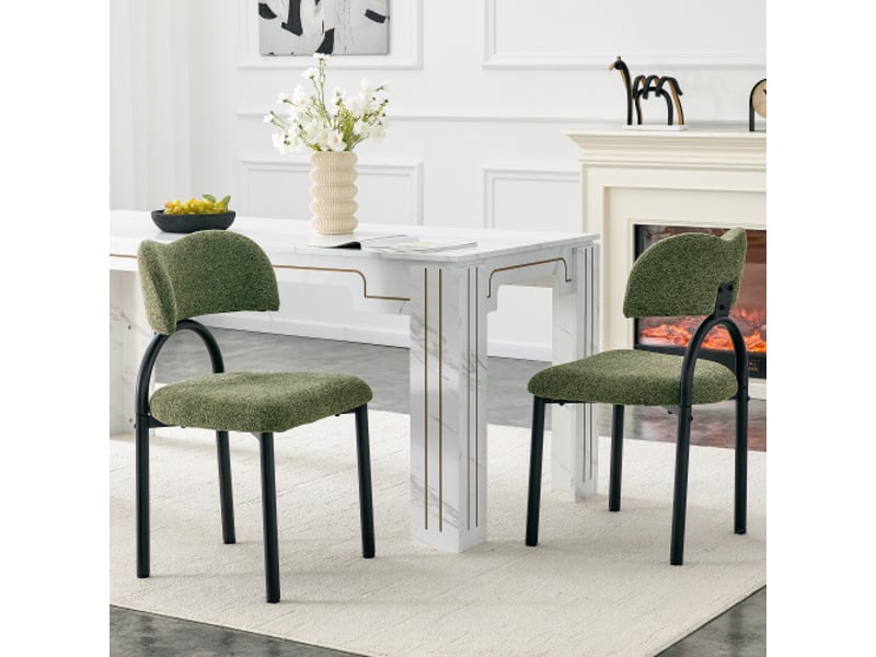  2 chaises de salle à manger modernes, assise et dossier rembourrés, cadre métallique noir - sans table  - Conforama B