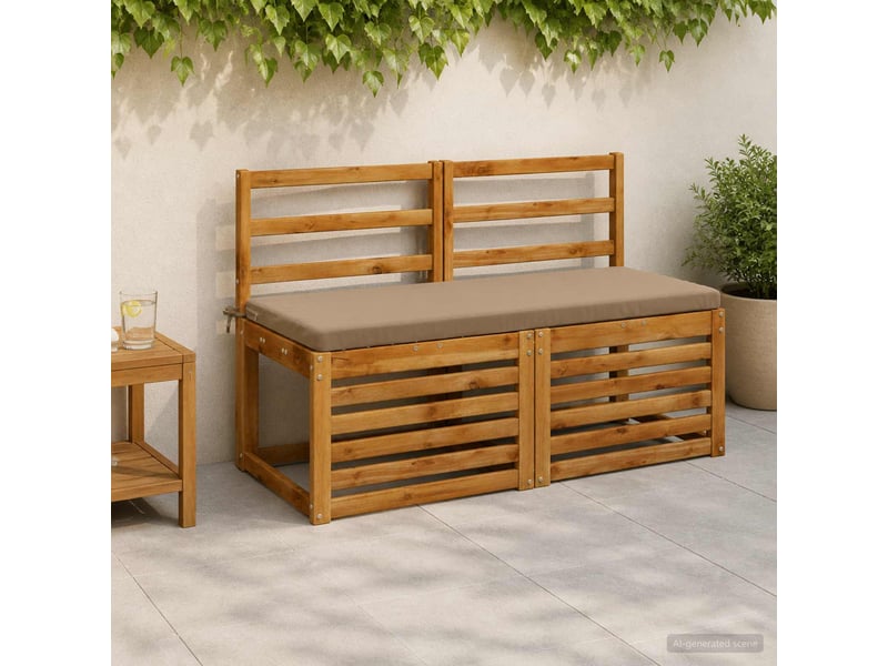  Lot de 2 coussins de banc, coussins d'assise soest 100 % polyester taupe cf57461  - Conforama B