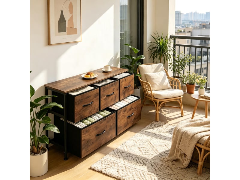 Armoire d'entrée modèle rustique, meuble rangement, commode avec tiroirs, placard polyvalent 1 pièce - Conforama D
