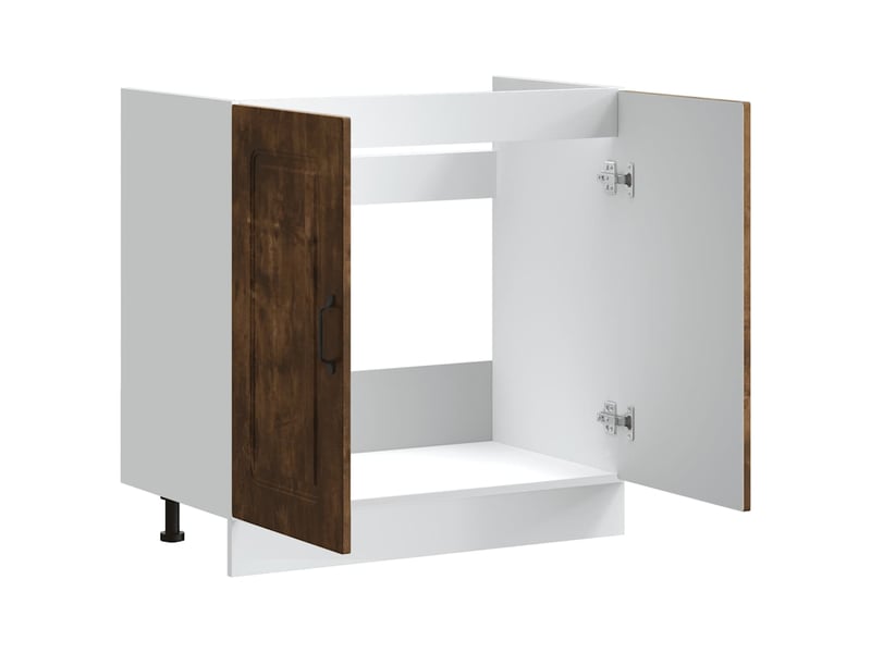  Meuble de cuisine, meuble bas pour évier kalmar chêne fumé bois d'ingénierie shl9890  - Conforama E